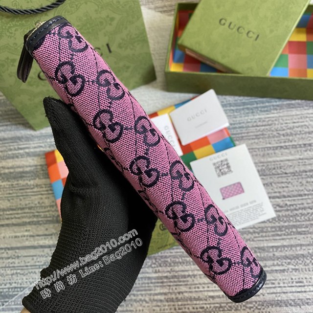 Gucci新款包包 古馳女士長錢包 Gucci粉帆布拉鏈長夾 443123  ydg3288